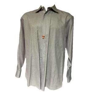 BRIONI Italy 100% Cotton Micro Check Lavender Mens Shirt 18 X 35 EUC